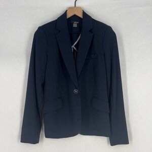 Renuar Blazer Womens XS Navy Check Lined Single Breasted Formal Business
